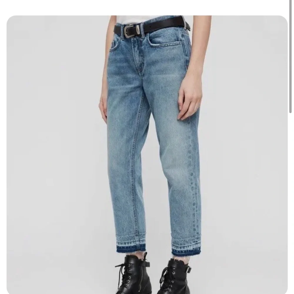 ALL SAINTS DENIM Boys Frayed Ty Jean in Mid Indigo size 25 Button Fly